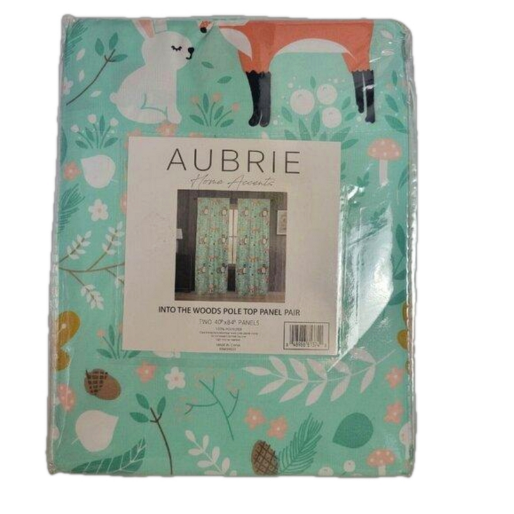NEW Curtains Children's Pole Top Panels Pair 40" x 84" INTO THE WOODS Aubrie NWT